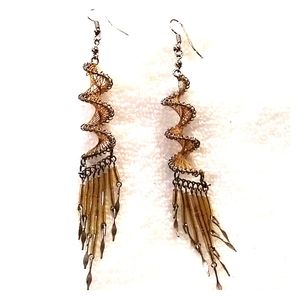 Vintage spiral tassel earrings